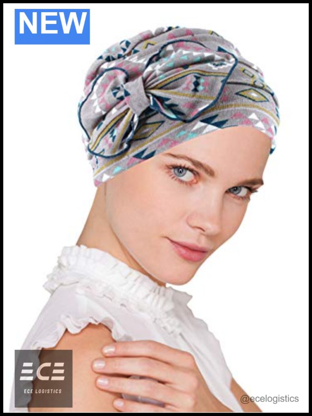 Ribbed Flower Bow Cloche Beanie Chemo Cancer Hat Turban